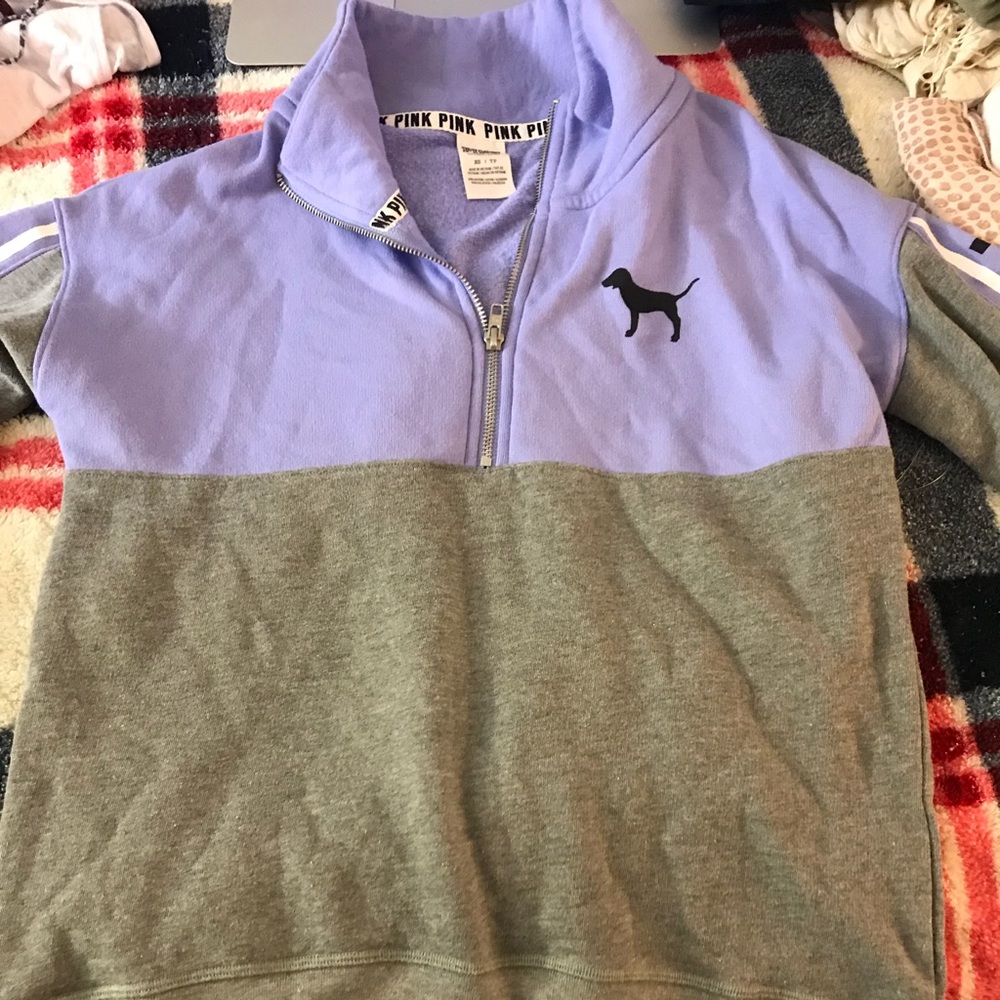 PINK- purple and grey half zip up hoodie
